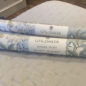 Summer Peony Wallpaper - Blue and White